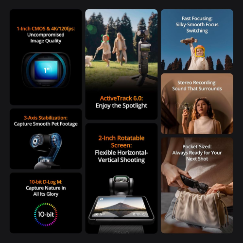 DJI Osmo Pocket 3 Creator Combo – 1” CMOS Vlogging Camera, 4K/120fps, 3-Axis Stabilization, UAE Version - Image 5